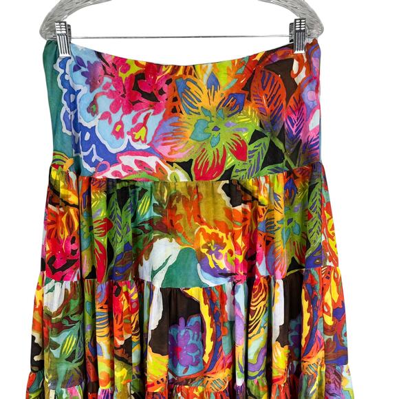 Lauren Ralph Lauren Floral Print Tiered Maxi Skirt M Lined - Picture 5 of 16